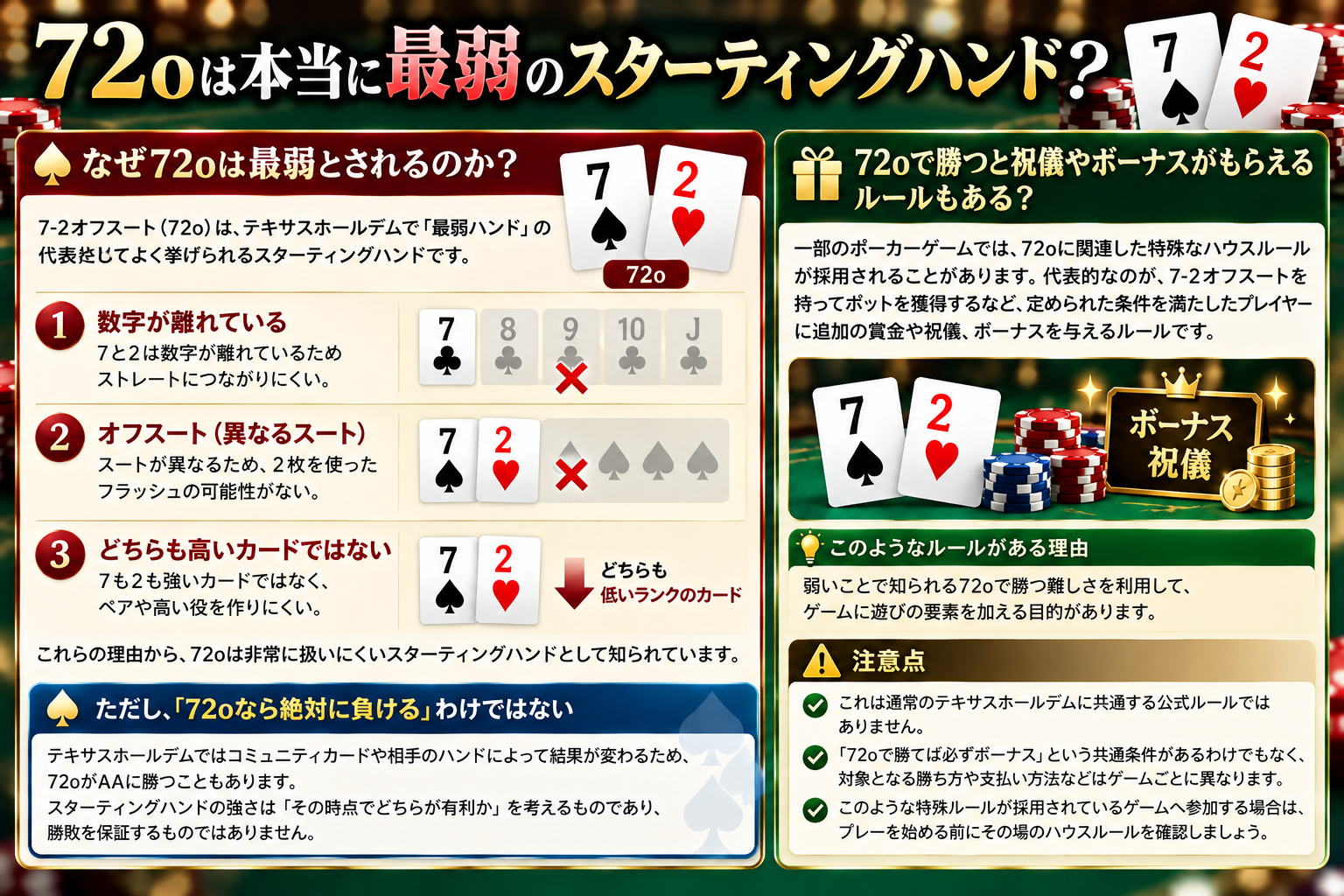 ポーカーの72oは本当に最弱のスターティングハンド?