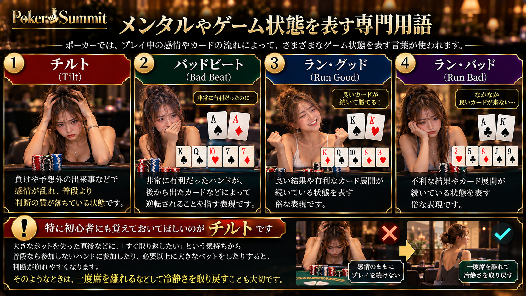 ポーカーにおけるメンタルやゲーム状態を表す専門用語